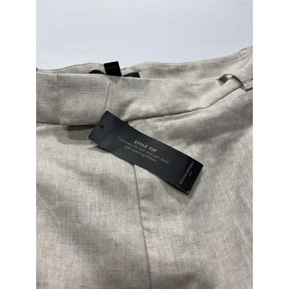 Banana Republic Dress Pants Womens 14 Beige Linen Wide Leg High Rise Relaxed